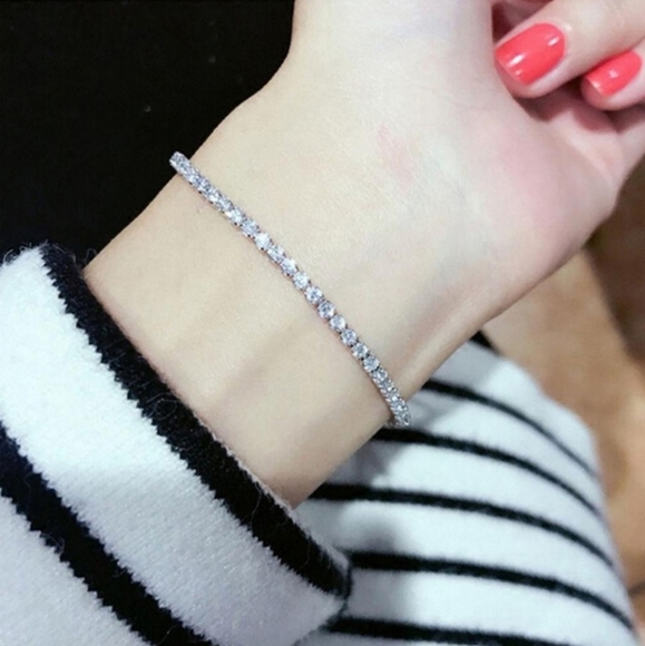 2 ~ 925 STERLING SILVER CZ BANGLES BRACELETS {CHAIN BRACELET} ๐ - Picture 15 of 15